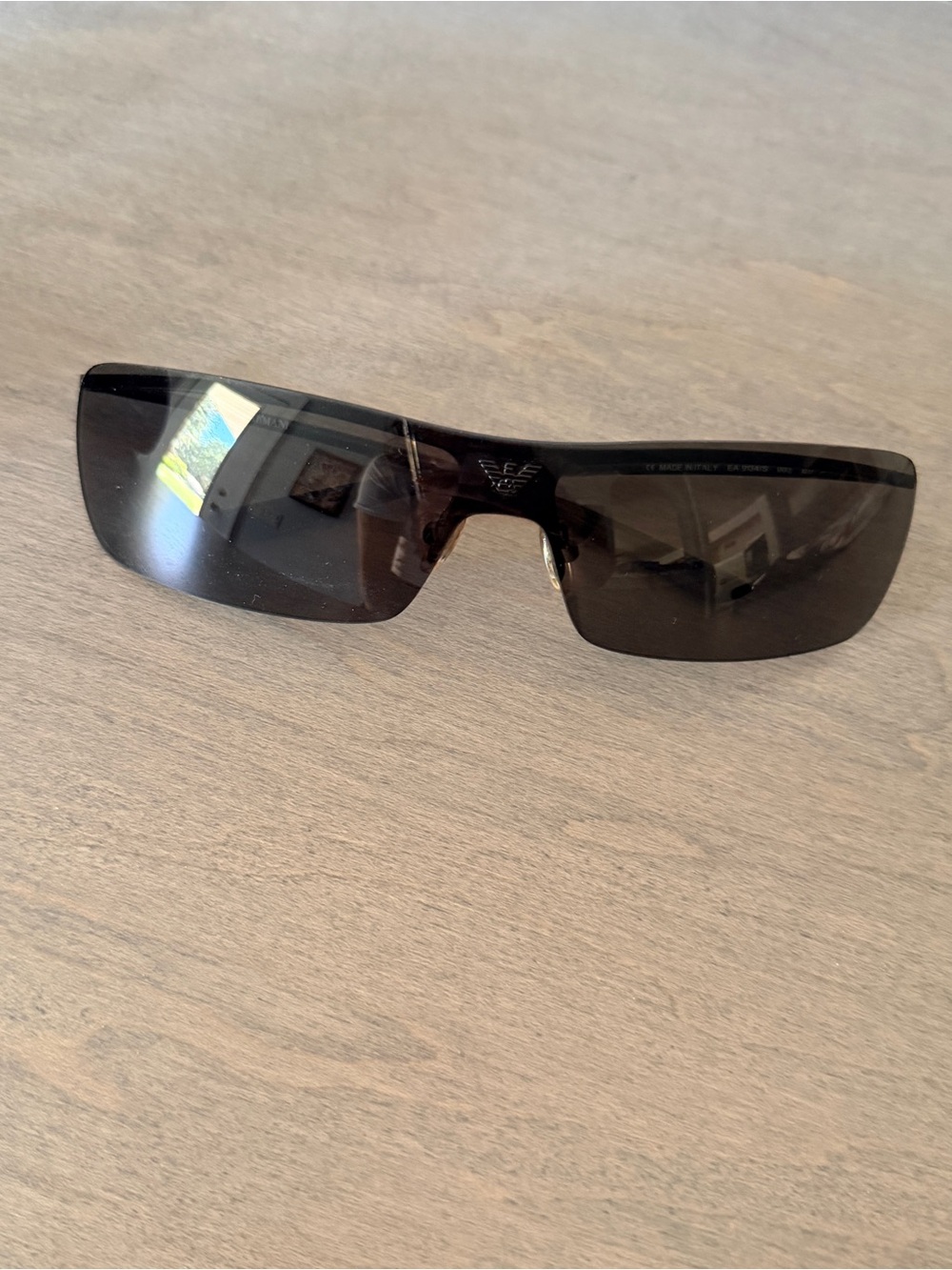 Emporio Armani Frameless Shield Sunglasses in Dark Smoke